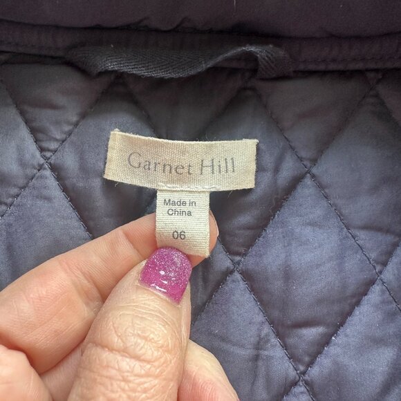 Garnet Hill Everyday Quilted Car Coat Womens Size 6 Barn Jacket Mid Weight Blue - Picture 7 of 11